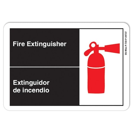 ANSI Sign, Fire Extinguisher, Bilingual, 24in X 18in Decal